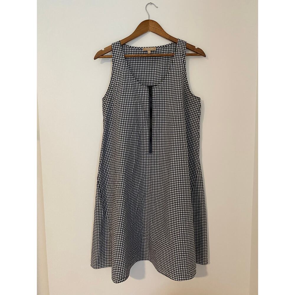Michael Kors Collection Black White Checker Gingham Zip Front Dress GUC Italy 12